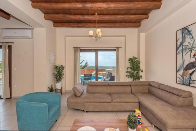 Neo Chorio im Apokoronas Kreta, Neo Chorio: Villa mit atemberaubendem Meer- und Talblick zu verkaufen Haus kaufen